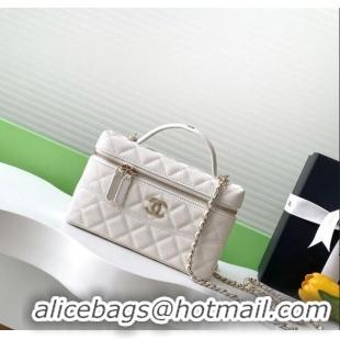 Affordable Price Chanel Grained Calfskin Long Vanity Case with Chain AP4407 White 2025