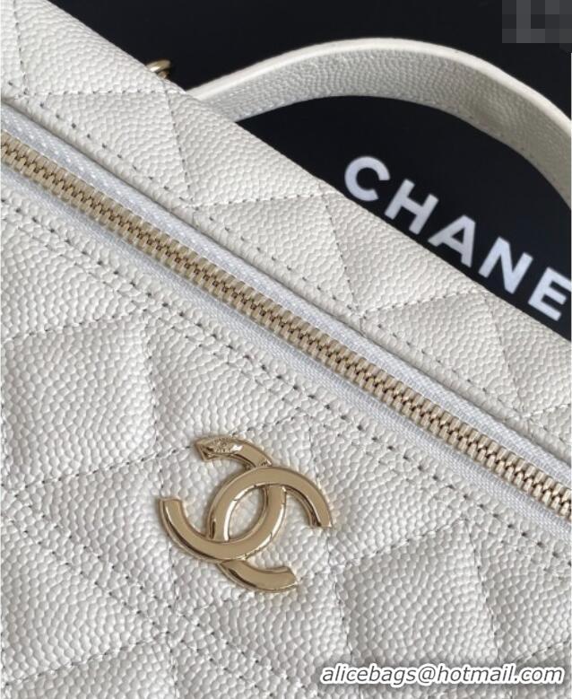 Affordable Price Chanel Grained Calfskin Long Vanity Case with Chain AP4407 White 2025
