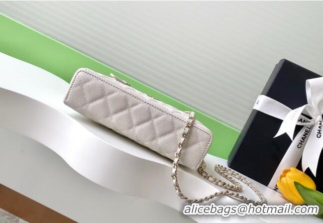 Affordable Price Chanel Grained Calfskin Long Vanity Case with Chain AP4407 White 2025