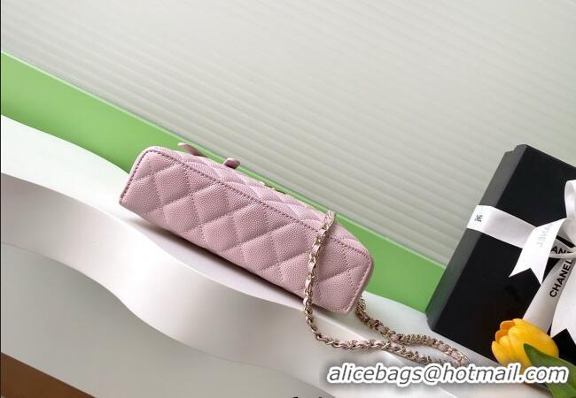Big Discount Chanel Grained Calfskin Long Vanity Case with Chain AP4407 Pale Pink 2025