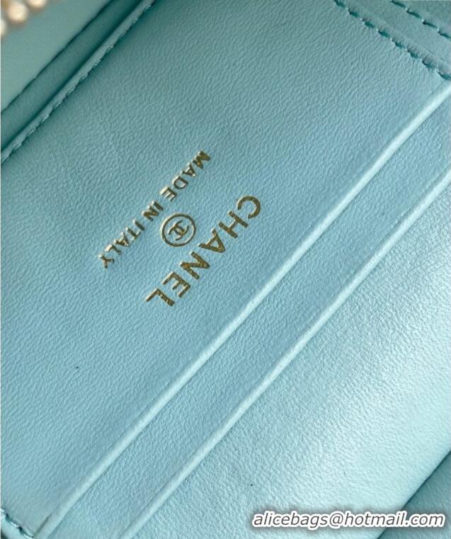 Top Design Chanel Grained Calfskin Long Vanity Case with Chain AP4407 Light Green 2025