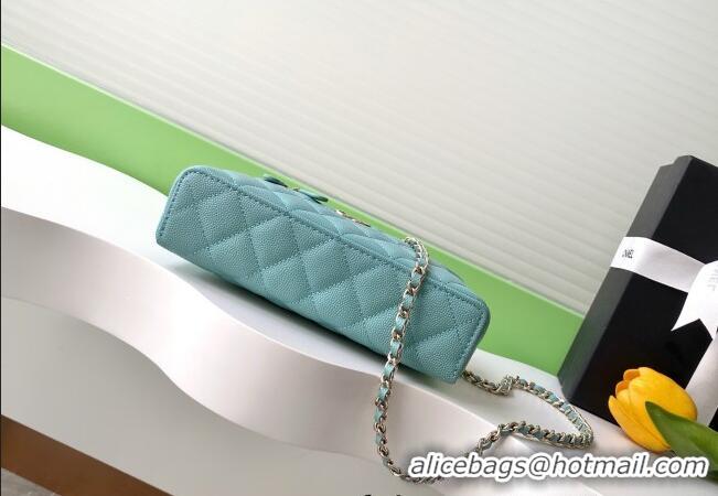 Top Design Chanel Grained Calfskin Long Vanity Case with Chain AP4407 Light Green 2025