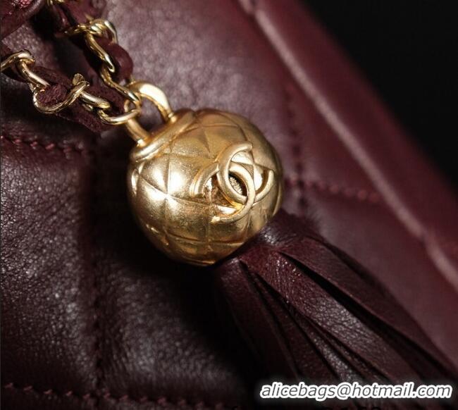 Top Grade Chanel Calfskin Buucket Bag with Tassel CH052602 Dark Burgundy 2025