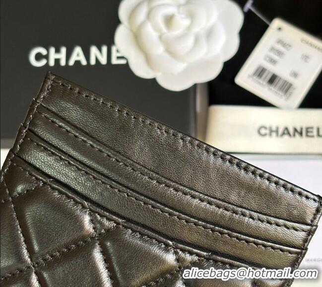 Famous Brand Chanel Lambskin Card Holder Wallet AP4472 Black/Gold 2025