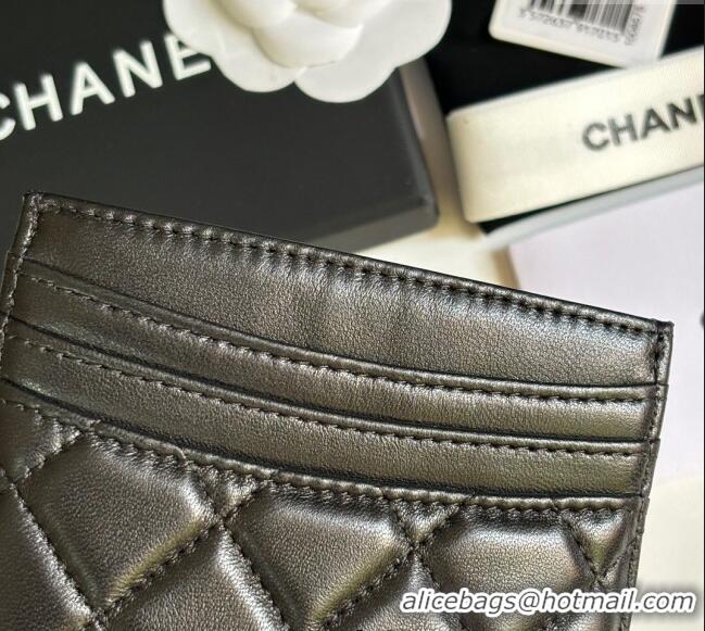Well Crafted Chanel Lambskin Card Holder Wallet AP4472 Black/Silver 2025
