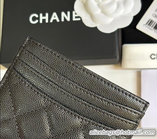 Best Price Chanel Grained Calfskin Card Holder Wallet AP4472 Black/Gold 2025
