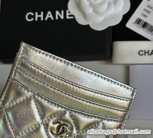 Best Price Chanel Lambskin Card Holder Wallet AP4472 Silver 2025