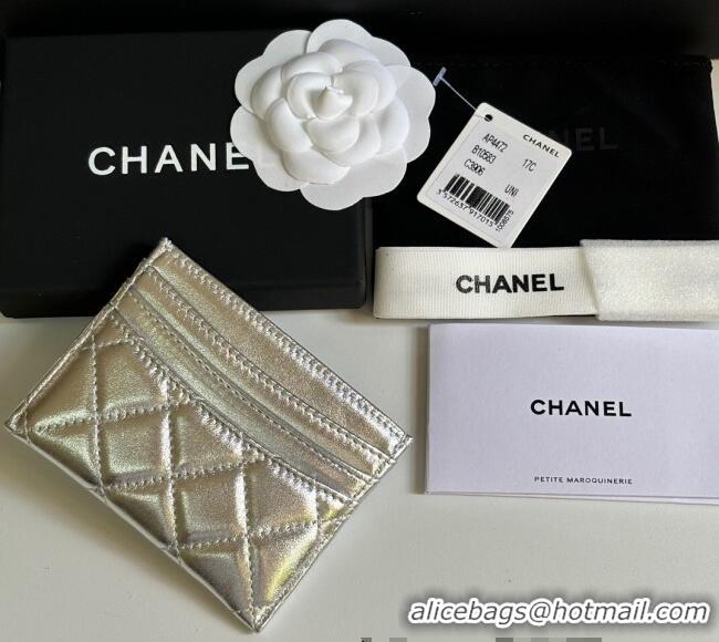 Best Price Chanel Lambskin Card Holder Wallet AP4472 Silver 2025