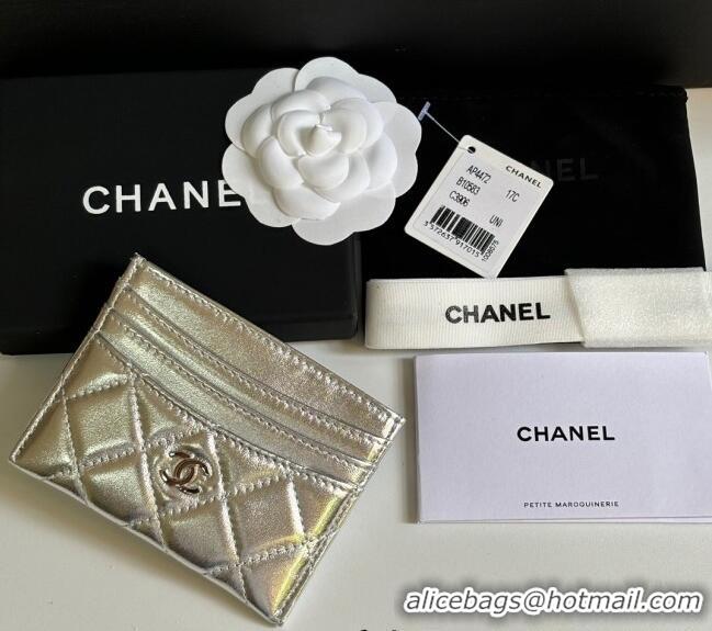 Best Price Chanel Lambskin Card Holder Wallet AP4472 Silver 2025
