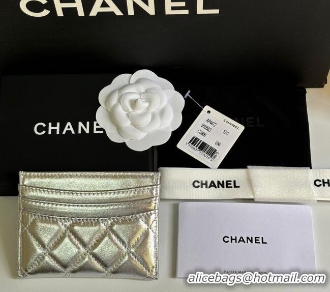 Best Price Chanel Lambskin Card Holder Wallet AP4472 Silver 2025