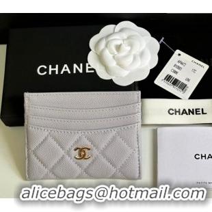 Grade Quality Chanel Grained Calfskin Card Holder Wallet AP4472 Light Grey 2025