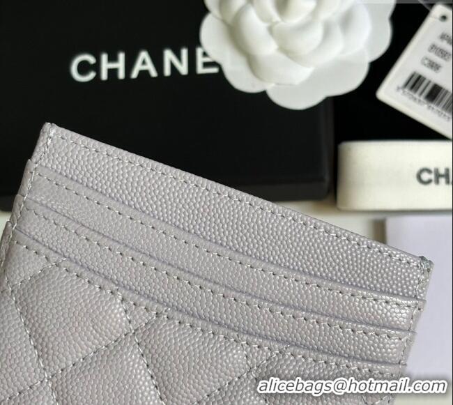 Grade Quality Chanel Grained Calfskin Card Holder Wallet AP4472 Light Grey 2025