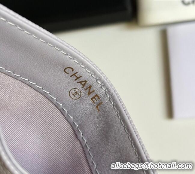 Grade Quality Chanel Grained Calfskin Card Holder Wallet AP4472 Light Grey 2025