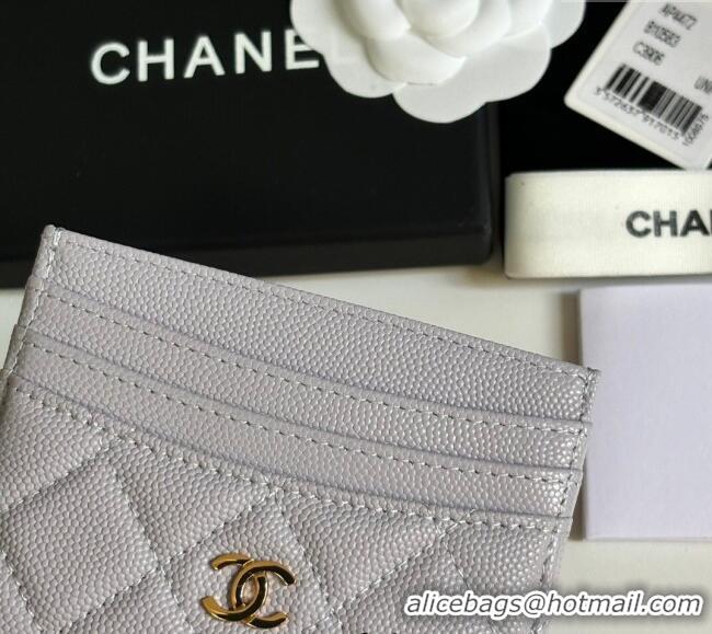 Grade Quality Chanel Grained Calfskin Card Holder Wallet AP4472 Light Grey 2025