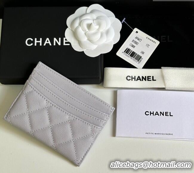 Grade Quality Chanel Grained Calfskin Card Holder Wallet AP4472 Light Grey 2025