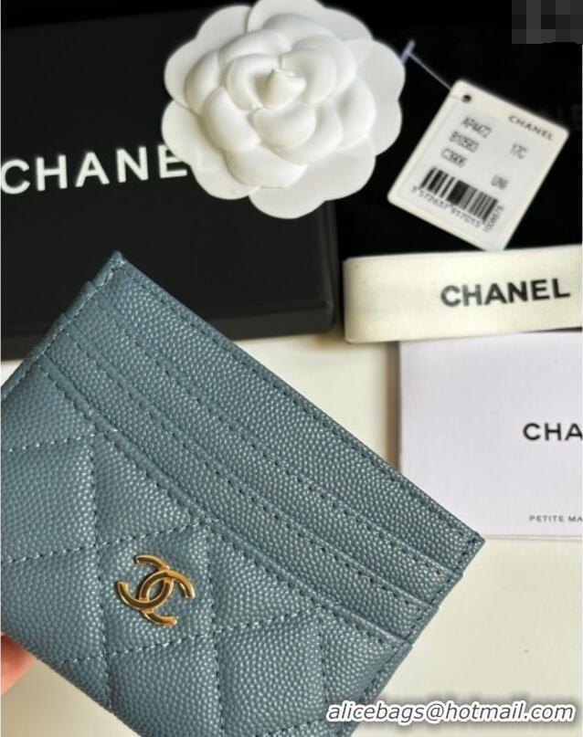 Top Quality Chanel Grained Calfskin Card Holder Wallet AP4472 Green 2025