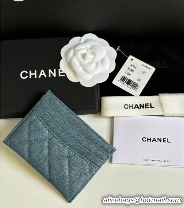 Top Quality Chanel Grained Calfskin Card Holder Wallet AP4472 Green 2025