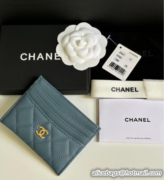 Top Quality Chanel Grained Calfskin Card Holder Wallet AP4472 Green 2025