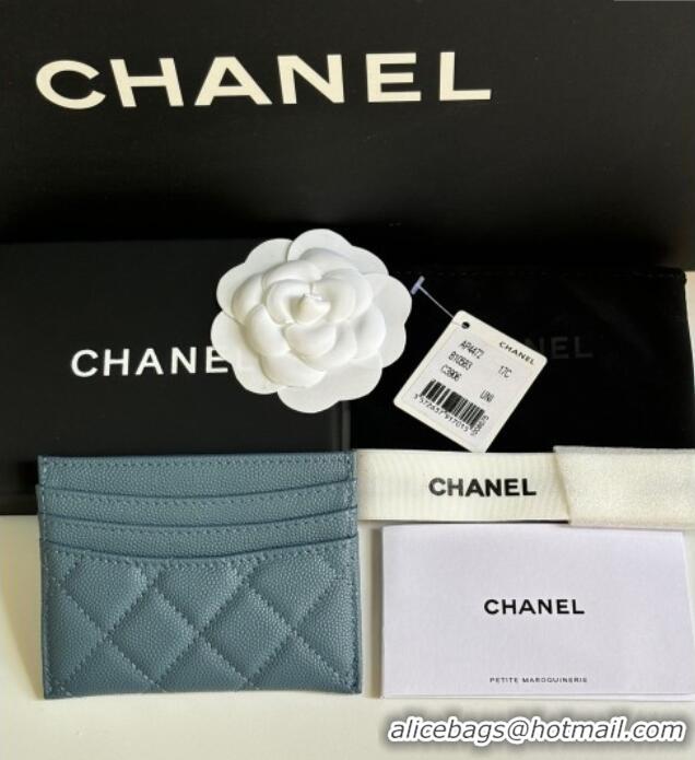 Top Quality Chanel Grained Calfskin Card Holder Wallet AP4472 Green 2025