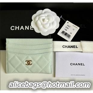 Famous Brand Chanel Grained Calfskin Card Holder Wallet AP4472 Pale Green 2025