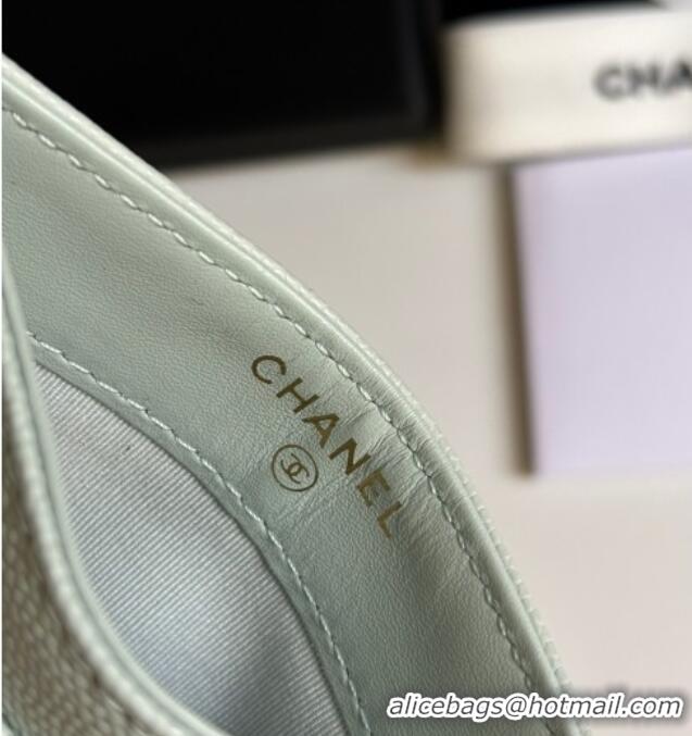Famous Brand Chanel Grained Calfskin Card Holder Wallet AP4472 Pale Green 2025