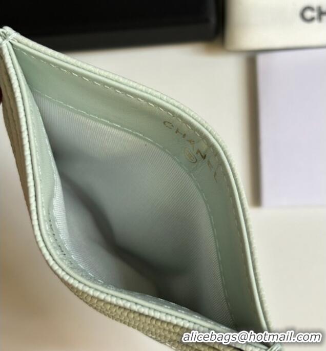 Famous Brand Chanel Grained Calfskin Card Holder Wallet AP4472 Pale Green 2025