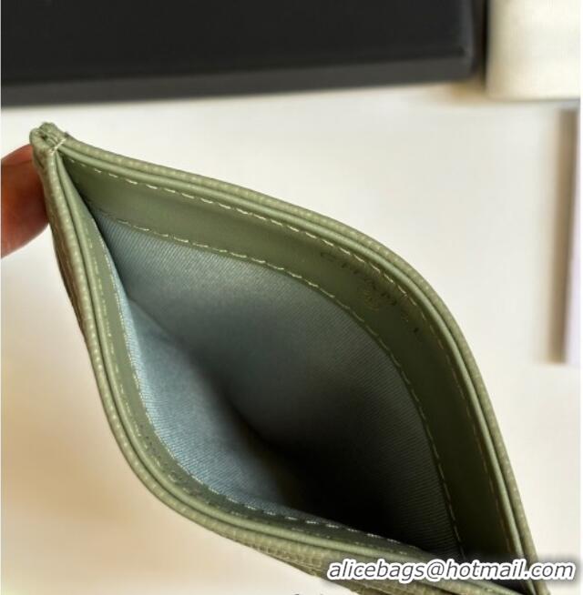 Top Design Chanel Grained Calfskin Card Holder Wallet AP4472 Light Green 2025
