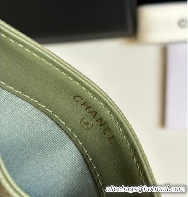 Top Design Chanel Grained Calfskin Card Holder Wallet AP4472 Light Green 2025