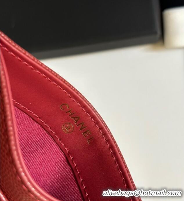 Well Crafted Chanel Grained Calfskin Card Holder Wallet AP4472 Red 2025