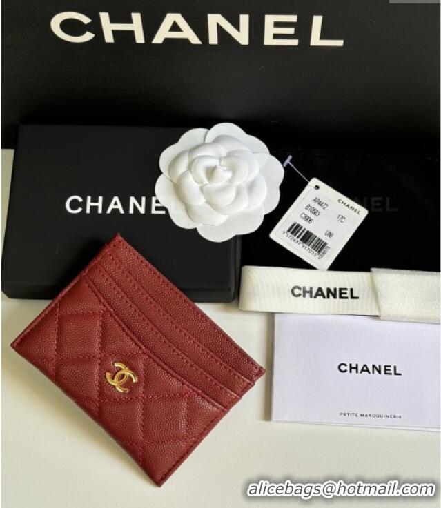 Well Crafted Chanel Grained Calfskin Card Holder Wallet AP4472 Red 2025