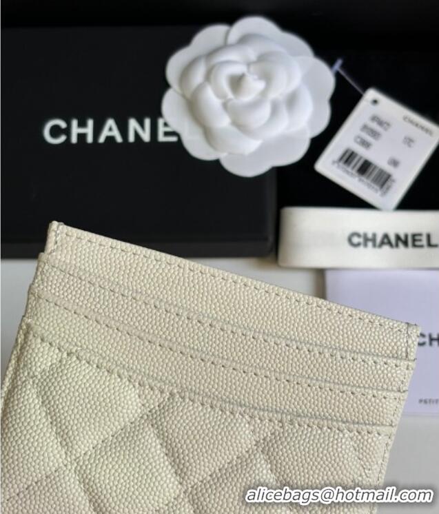 Best Quality Chanel Grained Calfskin Card Holder Wallet AP4472 White 2025