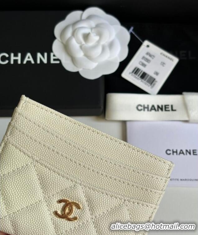Best Quality Chanel Grained Calfskin Card Holder Wallet AP4472 White 2025