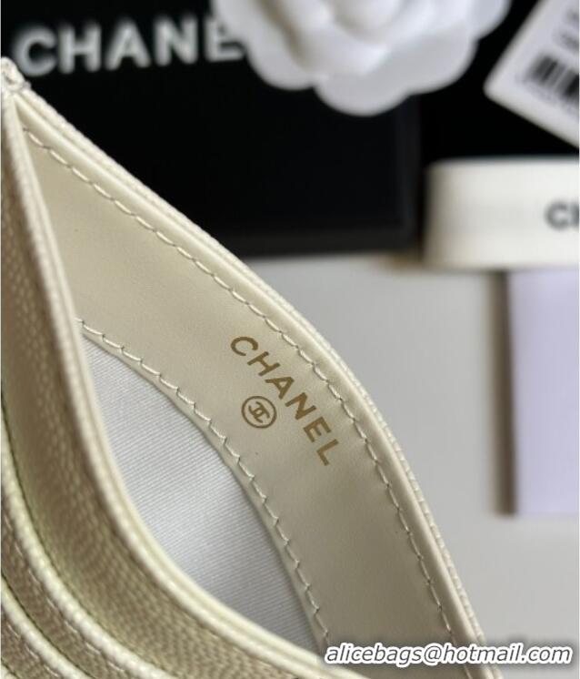 Best Quality Chanel Grained Calfskin Card Holder Wallet AP4472 White 2025