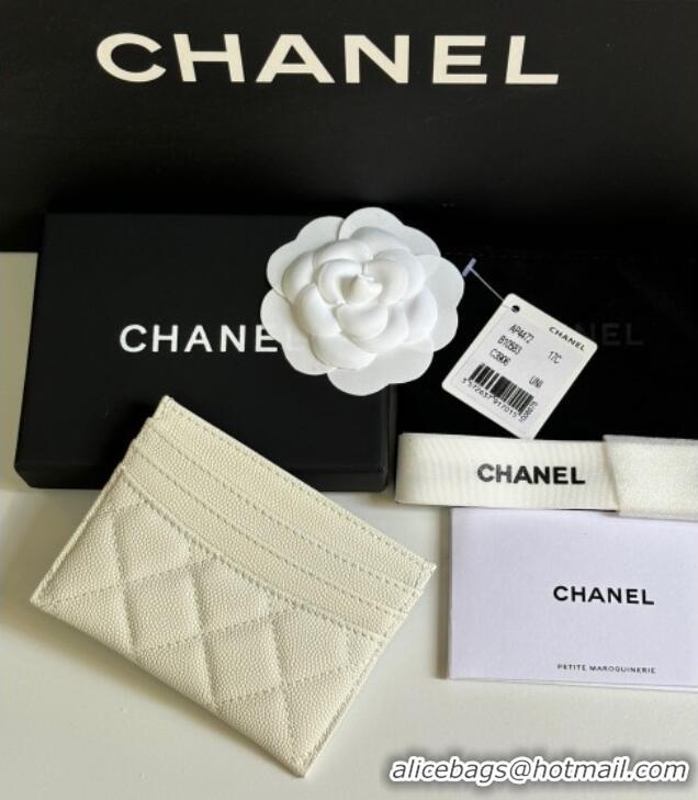 Best Quality Chanel Grained Calfskin Card Holder Wallet AP4472 White 2025