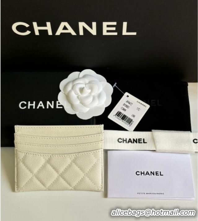 Best Quality Chanel Grained Calfskin Card Holder Wallet AP4472 White 2025