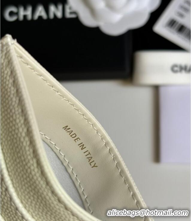 Best Quality Chanel Grained Calfskin Card Holder Wallet AP4472 White 2025