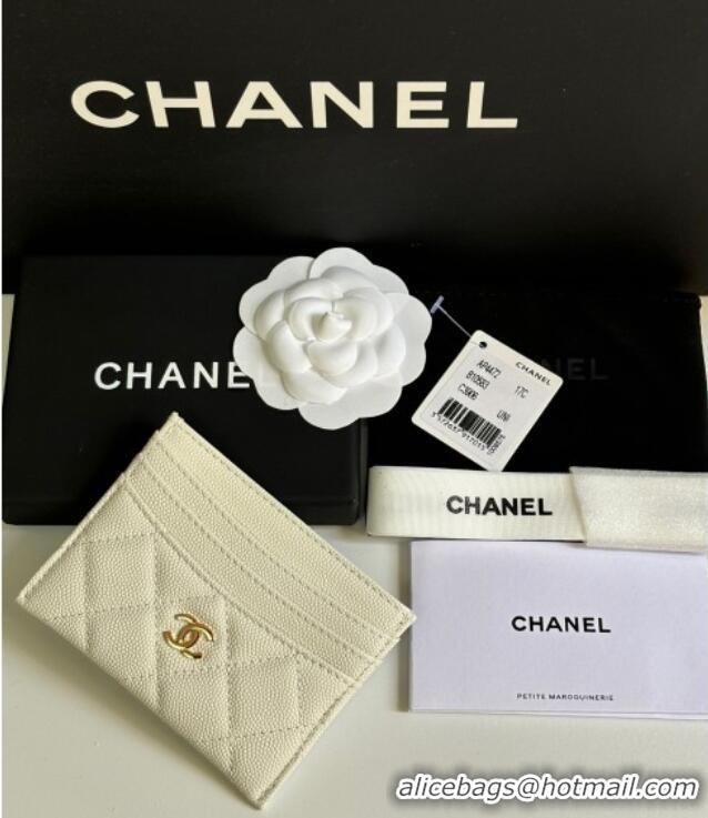 Best Quality Chanel Grained Calfskin Card Holder Wallet AP4472 White 2025