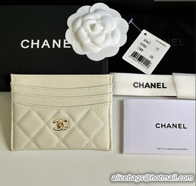 Best Quality Chanel Grained Calfskin Card Holder Wallet AP4472 White 2025