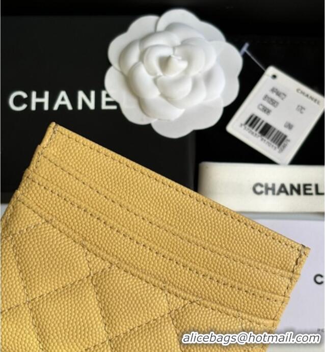 Luxury Cheap Chanel Grained Calfskin Card Holder Wallet AP4472 Yellow 2025
