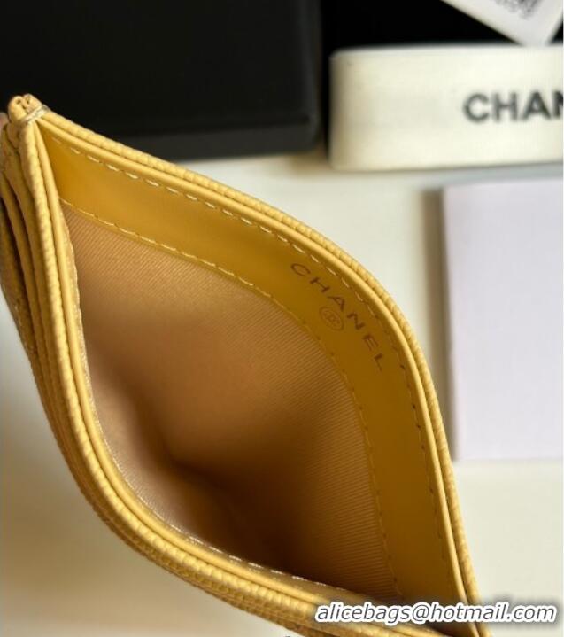Luxury Cheap Chanel Grained Calfskin Card Holder Wallet AP4472 Yellow 2025