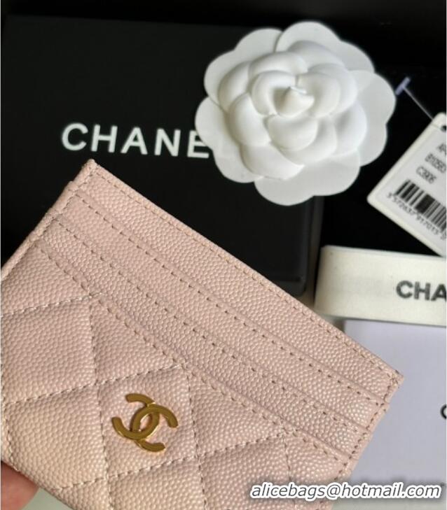 Well Crafted Chanel Grained Calfskin Card Holder Wallet AP4472 Pale Pink 2025