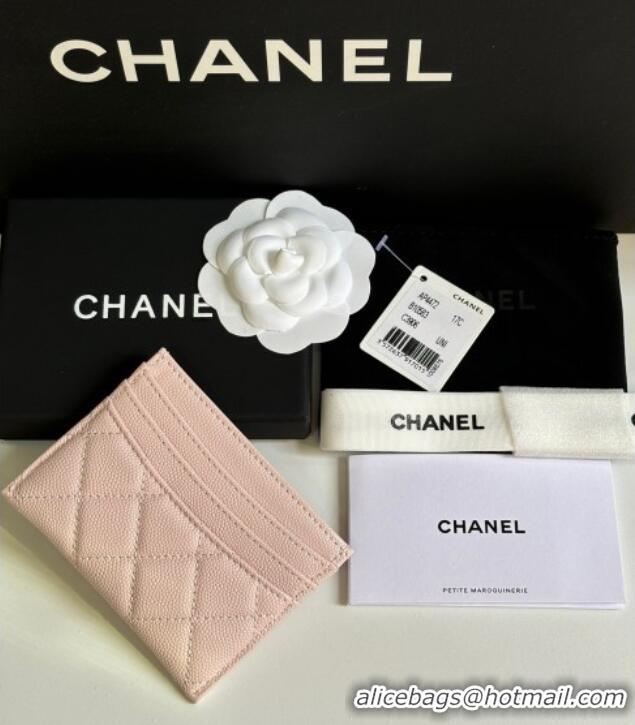 Well Crafted Chanel Grained Calfskin Card Holder Wallet AP4472 Pale Pink 2025