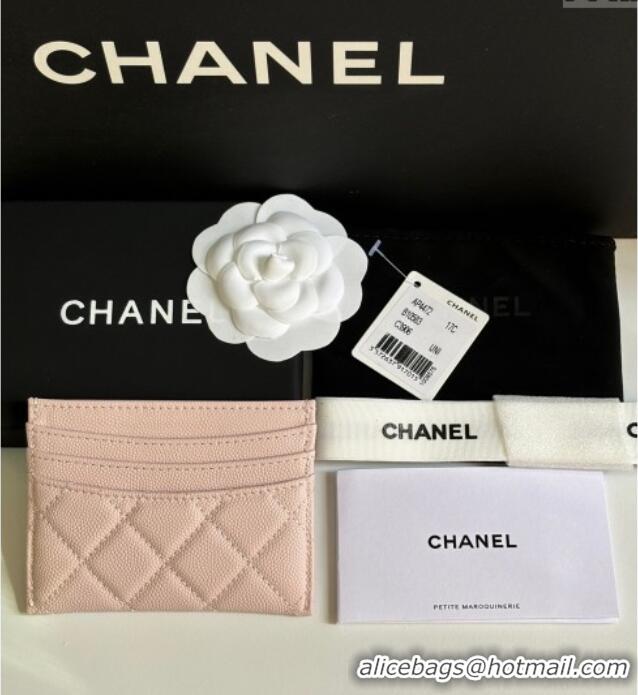 Well Crafted Chanel Grained Calfskin Card Holder Wallet AP4472 Pale Pink 2025