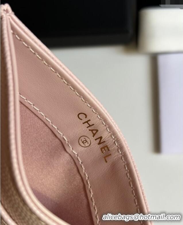 Well Crafted Chanel Grained Calfskin Card Holder Wallet AP4472 Pale Pink 2025