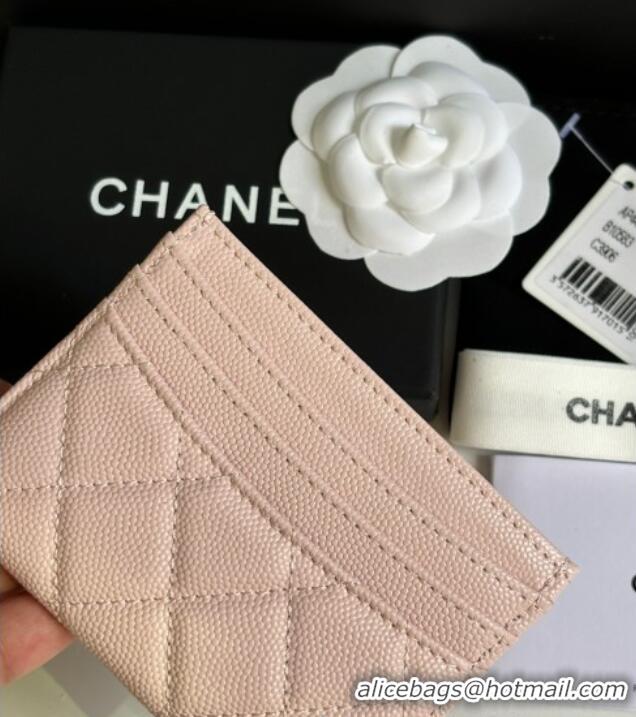 Well Crafted Chanel Grained Calfskin Card Holder Wallet AP4472 Pale Pink 2025