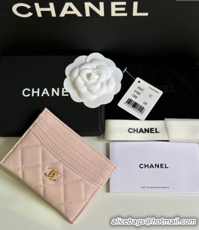 Well Crafted Chanel Grained Calfskin Card Holder Wallet AP4472 Pale Pink 2025