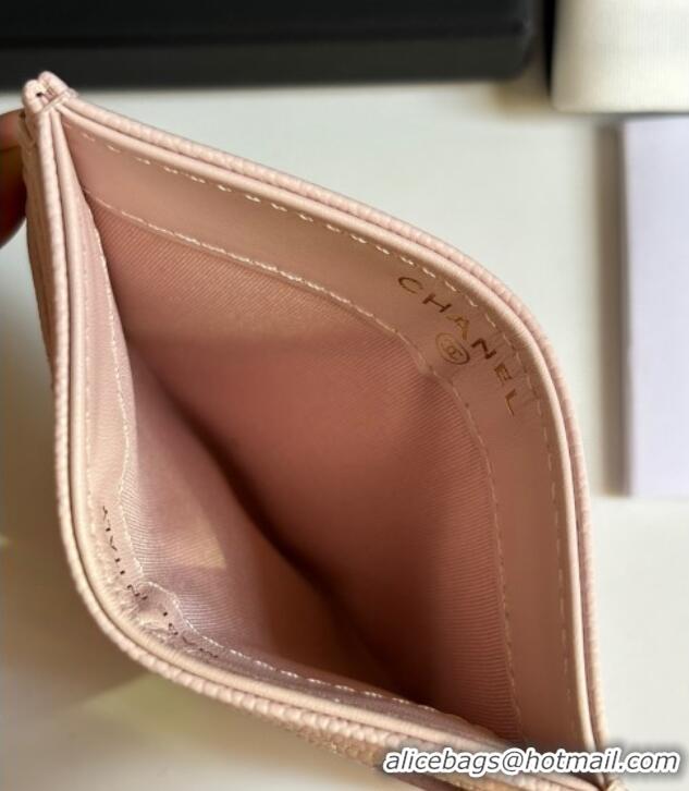 Well Crafted Chanel Grained Calfskin Card Holder Wallet AP4472 Pale Pink 2025