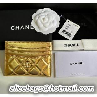Well Crafted Chanel Lambskin Card Holder Wallet AP4472 Gold 2025