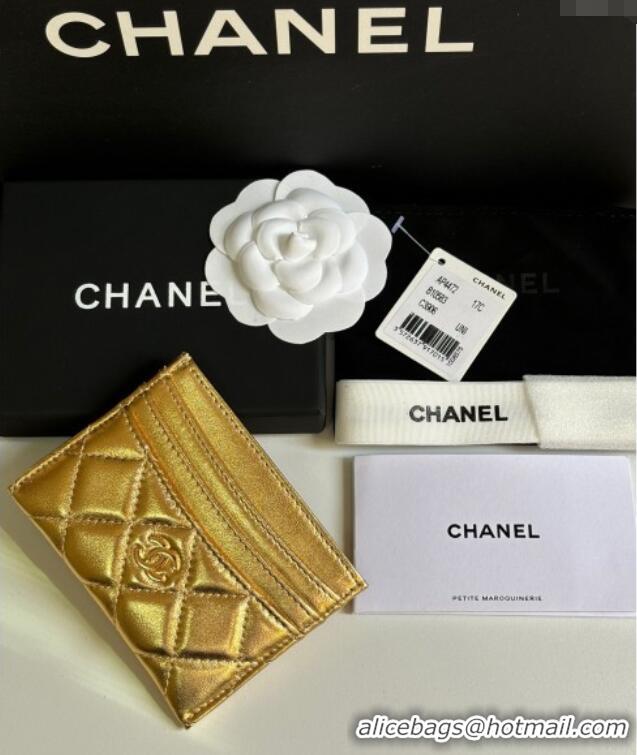 Well Crafted Chanel Lambskin Card Holder Wallet AP4472 Gold 2025