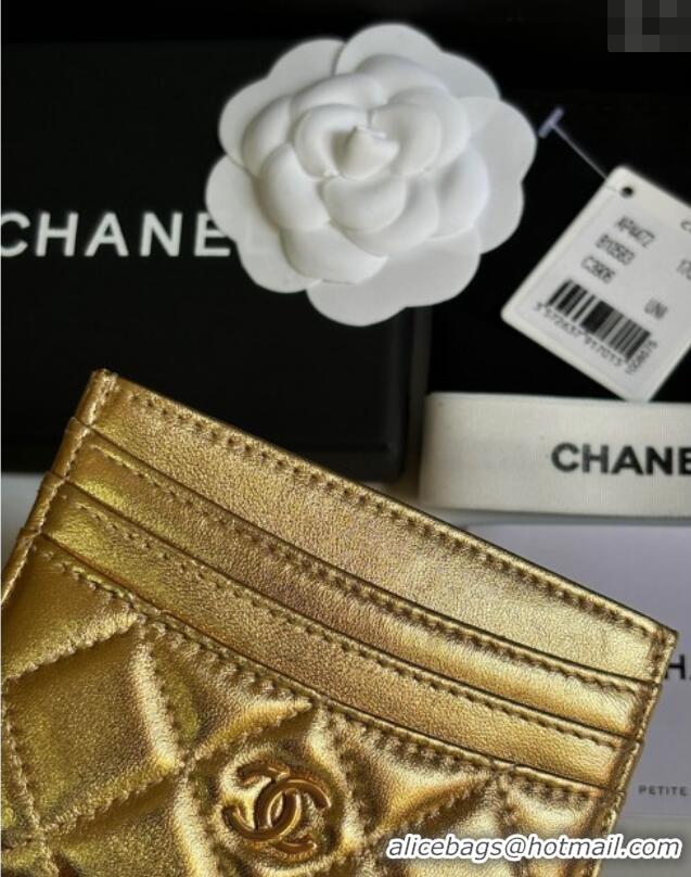 Well Crafted Chanel Lambskin Card Holder Wallet AP4472 Gold 2025